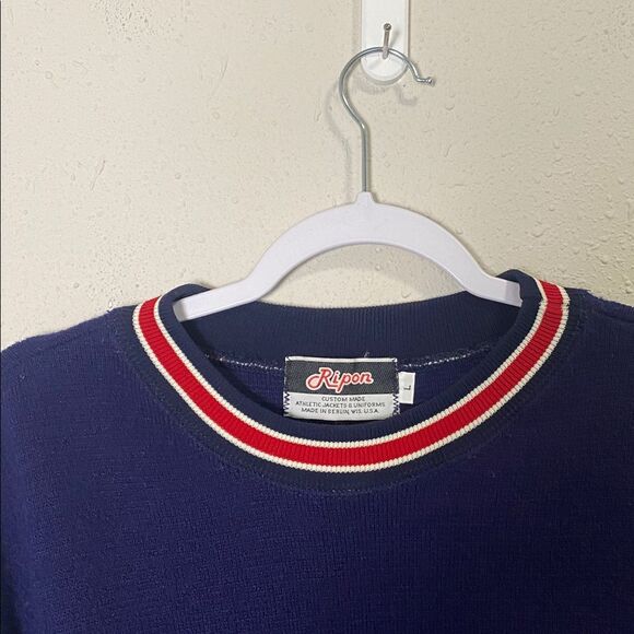 Vintage Ripon Athletic Varsity Crewneck Frat Sweatshirt USA Made Men's Size LRG - Picture 3 of 10